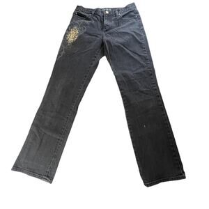 Lauren Ralph Lauren Black Jeans Modern Slim 6 Gold Logo